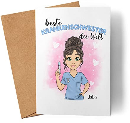 Kiddle-Design Krankenschwester Karte Personalisiert MFA Pflegerin Geschenk Schwester Pflegekraft Heldin Kollegin Freundin Danke Sagen Dankeschön