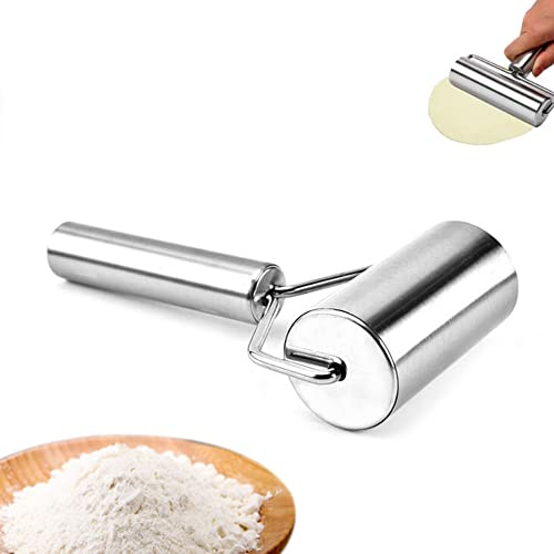 Rodillo de acero inoxidable, rodillo pequeño para masa quebrada, rodillo hecho a mano de acero inoxidable, rodillo de masa pequeño para pizza, pasteles, masa, fondant, la herramienta de cocina