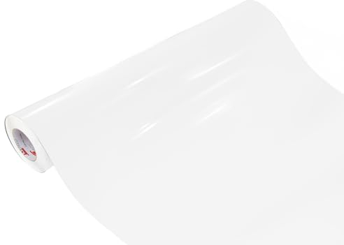 DecoMeister Vinilo Adhesivo Alto Brillo Papel Para Muebles Cocina Armario Puerta Película Decorativa Impermeable Para Forrar Mesa Lámina Autoadhesiva Unicolor En Rollo 100x50 cm Blanco Brillante