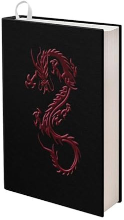 Kuiaobaty Orientalischer Drachen-Druck Buchhülle für Buchliebhaber, roter chinesischer Drache, schützende Slip-on-Abdeckung Jacken für Schulbuch