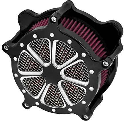 HCmotorku Filtre à air CNC - Purificateur d'air - Filtre d'admission - Purificateur d'air - Élément filtrant - Convient pour Harley Touring Softail Dyna 2000-2017 - Noir