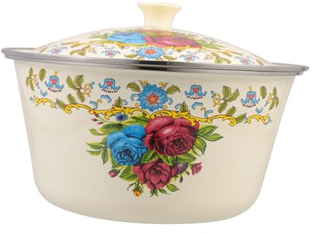 Milisten Becken aus Emaille küchenmaschiene kochgeschirr Gemüseschale mit Deckel Becken zur Aufbewahrung von Lebensmitteln Vintage Suppenschüssel Emaille-Speisebecken Pasta