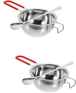 NUOBESTY 2 Sätze Wachs Schmelztiegel langlebiger Schmelztiegel Milchschokolade DIY Kerzenhalter japanische Süßigkeiten Kerzenschmelzzubehör Wax Schmelzwärmer Kit Metall Material