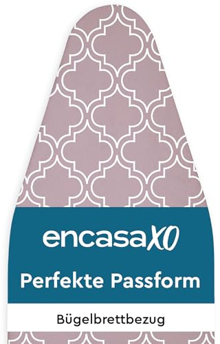 Encasa XO Housse Table à Repasser, Rembourrage 3mm 44x18 Carreaux mauves | Cordon de Serrage | Résistant aux Brûlures & Chaleur | 100% Coton | Surface Lisse