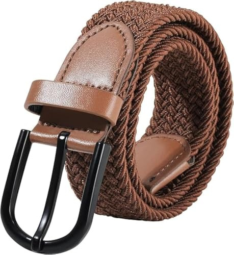 Coubeau Barnbälte - elastiskt pojkbälte golfbälte för barn med metallspänne för softballbyxor jeans skoluniformer, Brunt, 27-34 pulgadas (Recomendado para 8-12 años)