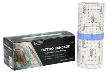 ΤAΤΤΟΟ THERAPY ARTIST'S ASSISTANT - Pansement tatouage 15cmx10m - Pansement waterproof - Rouleau adhésif transparent - Protection tatouage piscine - Patch autocollant douche - Transparent
