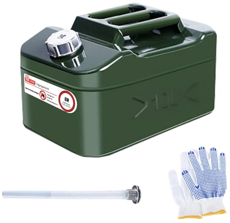 10l Benzinkanister Metall, bis zu 4 x schnellere Entleerung als herkömmliche Kanister, für Benzin und Diesel, UN-Zertifiziert