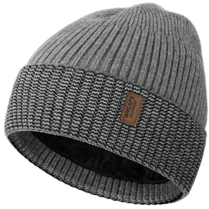 Wmcaps Wintermütze für Herren, gefütterte Thermo-Mütze | Strickmütze, winddicht, atmungsaktiv, elastisch, weich, Fleecefutter, für Radfahren, Sport, Laufen, Alltag & Spazieren.