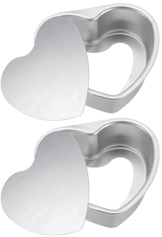 sourcing map 2Pcs Heart Shaped Cake Pan with Removable Loose Bottom 5 Cheesecake Aluminum Nonstick Layers Baking Pan for Wedding Birthdays Party Event