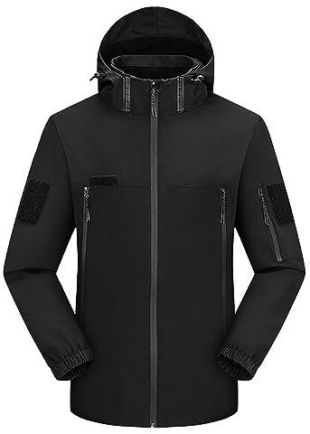 Taktische, wasserdichte Herrenjacke mit Kapuze, leicht, winddicht, Outdoor-Regenmantel, atmungsaktiver Softshell-Wandermantel, lässiger taktischer Mantel für Frühling und Herbst, funktionale Jacke für