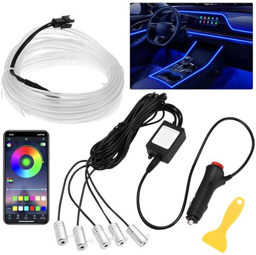 6M LED Innenbeleuchtung Auto,5 in 1 RGB Auto Innenraumbeleuchtung,12V Led Atmosphäre Licht,App Steuerbare Innenbeleuchtung,Mehrfarbige Ambientebeleuchtung,LED Streifen,Neon
