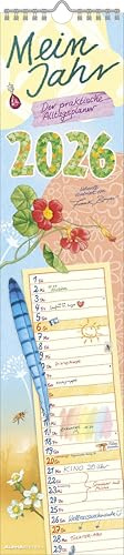 Alpha Edition - My Year - The Practical Everyday Planner 2026 - Strip Planner 11.3 x 49.5 cm - With Illustrations by Frank Bayer - German Calendar with Holidays, Moon Phases & Holiday Dates