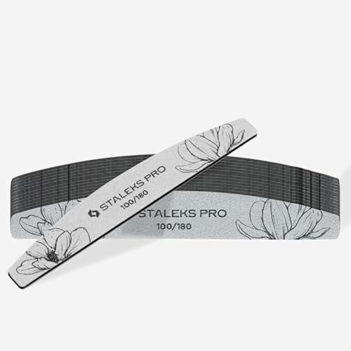 STALEKS Pro - Lima per unghie minerali, professionale, grana 100 e 180, per manicure e pedicure, ideale per unghie naturali e artificiali, uso unico, set di 25 pezzi, Staleks Expert NFE-40 100/180