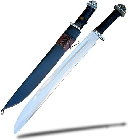 Long Seax Machete – 45,7 cm handgeschmiedete, robuste Klinge, handgefertigt in Nepal, langlebiger 5160 Blattfederstahl, ergonomischer Palisandergriff, inklusive lederumwickelter Holzscheide