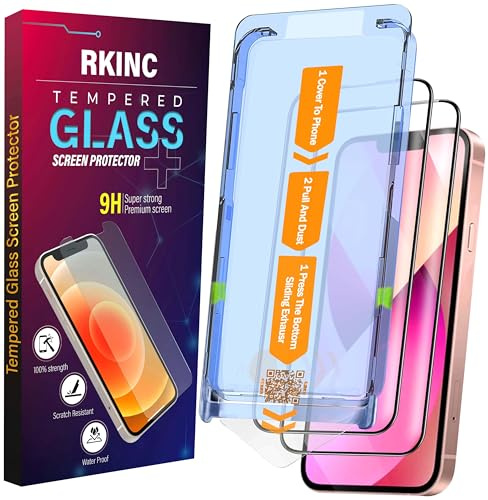 RKINC 2 Stück Panzerglas Schutz Glas für iPhone 13, 13 Pro, 14 6.1 Inch, [Automatische Installation] Panzer HD [10X Militärschutz] Displayschutzfolie kratzfest, splitterfrei, blasenfrei