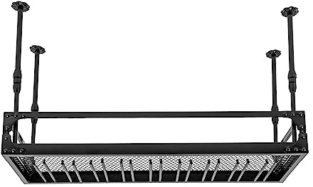 Beaudreaul Deckenregal Weinregal Einstellbare Höhe Deckenregal Hängend Weinglashalter Retro Bar Dekoration Regal bis 50kg, für Küche, Bar, Arbeitszimmer, Café usw (Schwarz)