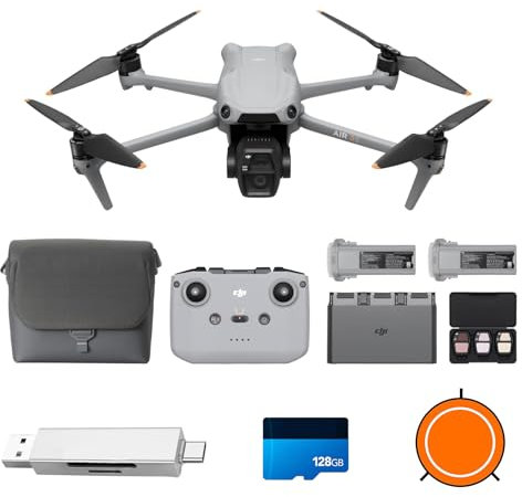 DJI Air 3S Fly More Combo (RC-N3), Drone with 1 CMOS Wide-Angle & Medium Tele Camera, 4K/60fps HDR Video, Nightscape Omnidirectional Obstacle Sensing & 3 Batteries for Extended Flight Time