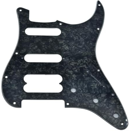 KAISH 11 Loch American Modern ST Style HSS Pickguard Round Corner Humbucking ohne Schraubenlöcher für Ultra Series Strat Gitarren Black Pearl