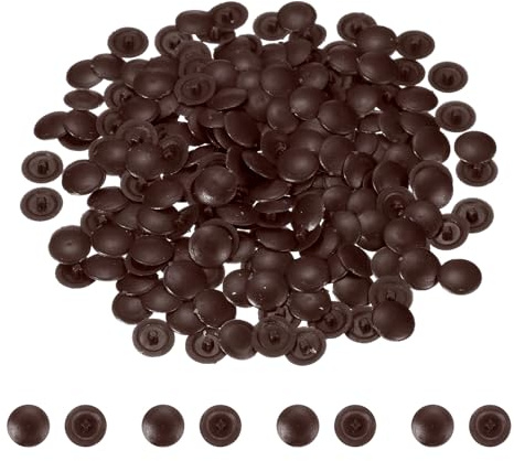 sourcing map 200 Pcs Screw Head Covers, 12mm Plastic Screw Caps Plastic Self-Tapping Caps Hole Covers for Phillips Screws Head for Furniture Cabinet Shelf Decoration, Dark Brown