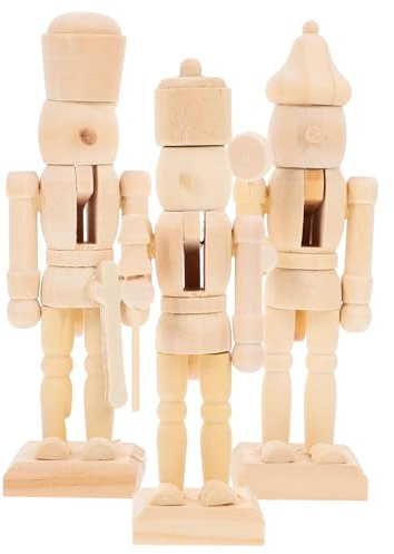 NUOBESTY 3 Pezzi Di Ornamenti Natalizi In Legno A Forma Di Soldato Schiaccianoci Pupazzo Schiaccianoci In Legno Non Verniciato Da 5 03 Pollici Per Lavori Fai Da Te (Modello Casuale)