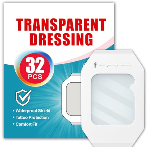 32 Pack – 4x4.75 Waterproof Bandages, Transparent Film Dressing for Wound Care, Tattoo Aftercare, Waterproof Bandaid for Swimming, Tattoo Cover Up Patch or Tape, Large Breathable Dressing
