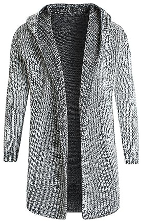 Mymyguoe - Cardigan da uomo lungo, lavorato a maglia, cardigan, maglione, giacca da esterno, morbida, comoda, maglione lavorato a maglia, pullover, cardigan, giacca invernale, cappotto invernale