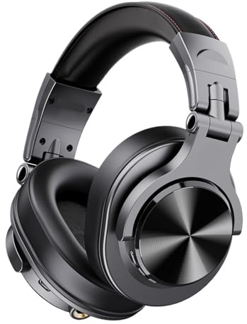 HXDKJSO Cuffie A70 Fusion cablate + wireless Bluetooth 5.2, for telefono con microfono sopra l'orecchio for registrazione cuffie DJ da studio(Black)
