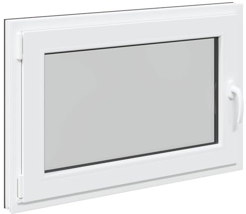 RISOR Antracit manuellt källarfönster 90 x 60 cm PVC och glas, modern fönsterdesign för källare, hållbart, energibesparande PVC-material, värmeisolering, ljudisolering