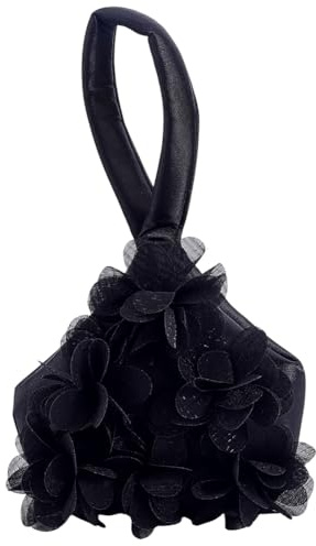 CRASPIRE Clutch Purses for Women Small Evening Wrist Bags Black Rose Flower Floral Satin Mini Handbag Portable Classy Wristlet Purse with Zipper Clasp Closure Travel Storage for Party Daily Wedding