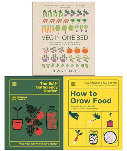 Huw Richards Collection 3 Books Set (Veg in One Bed, The Self-Sufficiency Garden & How to Grow Food)