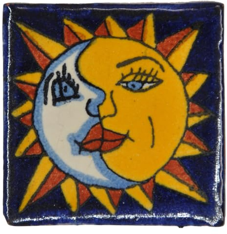 Tumia LAC Piastrelle Ceramica Messicane Talavera - Alicia Artigianali Piastrelle Cucina,Bagno, Sottopentola e Fai-da-Te, Decorativo stile Mediterraneo - Pacco da 10