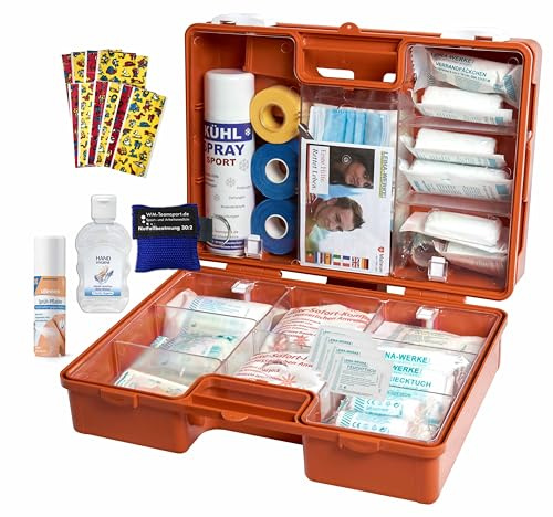 SPORT-Sanitätskoffer PRO S2 Erste-Hilfe Koffer nach aktueller DIN 13157 & 13164 + Sport-Ausstattung mit Kältebehandlung + Sporttape inkl. SPRÜHPFLASTER