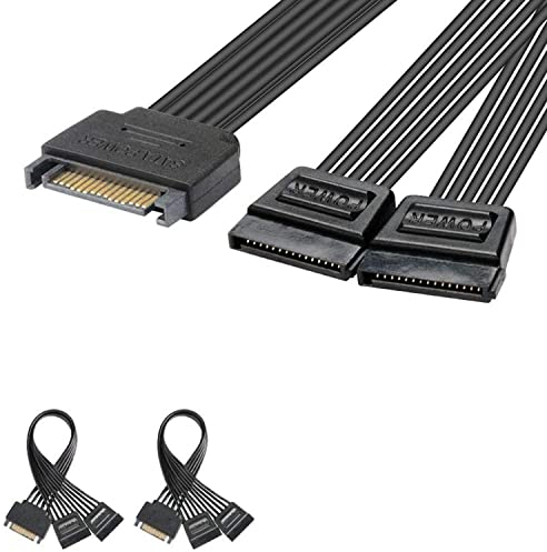 J&D 2er Pack 15 Pin SATA Power Y Splitter Kabel, Männlich auf Weiblich - 20cm