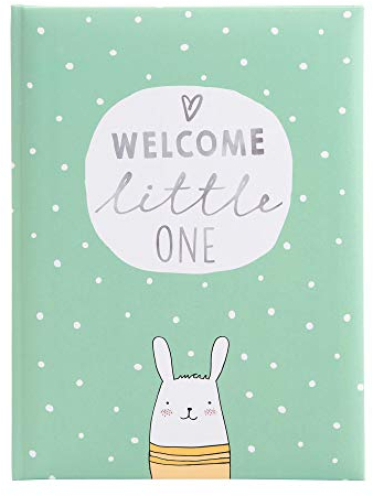 goldbuch Babytagebuch kindgerechten Design mit 44 illustrierte Seiten, Tagebuch für Neugeborene, Einband mit Leinenstruktur, Erinnerungsalbum, Welcome Little One mint, ca. 21 x 28 x 1 cm