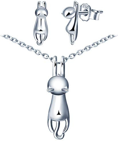 925 silversmyckesset, sött katthalsband, unika kattörhängen, eleganta smycken för kvinnor, jul- och födelsedagspresent, kubisk zirkon, sterlingsilver, zirkon, kubisk