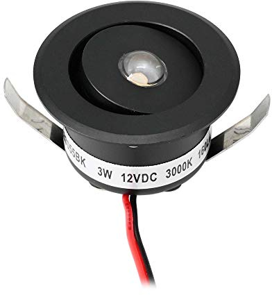 VBLED® 3W LED Mini Einbauspot -OCULOS Minispot - 12V DC Dimmbar - IP44-3000K - Schwenkbar - Schwarz