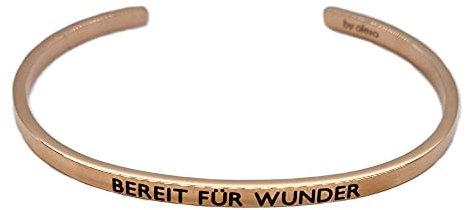 MEIN MANTRA by alexa Eleganter Armreif Armband Rosegold mit Mantra und Spruch - Gravur bis ca. 20 cm. Bereit für Wunder