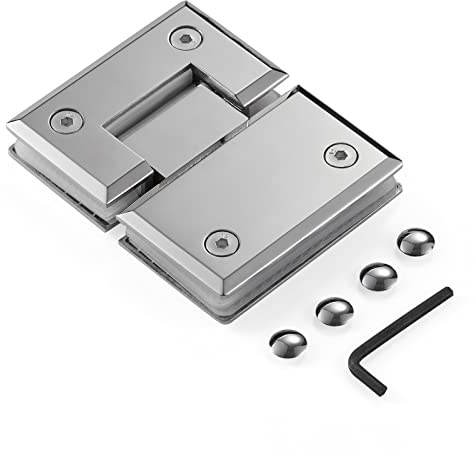 Rahmenloses glasduschtürscharnier/badezimmer-Glashalterung,5 mm massiv 304 Edelstahl,nahtlos gegossen,für 8-12 mm Glas geeignet,Polieren,180 Grad Glas-auf-Glas-Montage (1 Stk)
