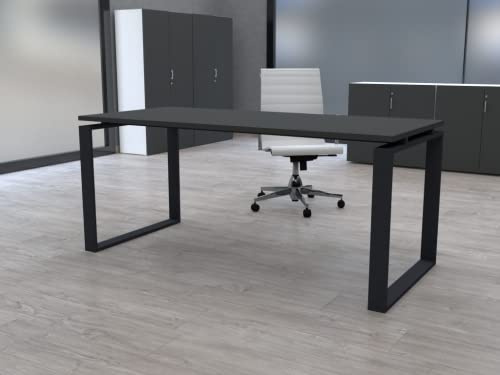Mesa de Oficina para teletrabajo, despachos, Sala de Estudios y Ordenadores. con Gran amplitud para Dar más Comodidad, con Estructura metálica Gris Grafito. (200x80, Roble Azabache)