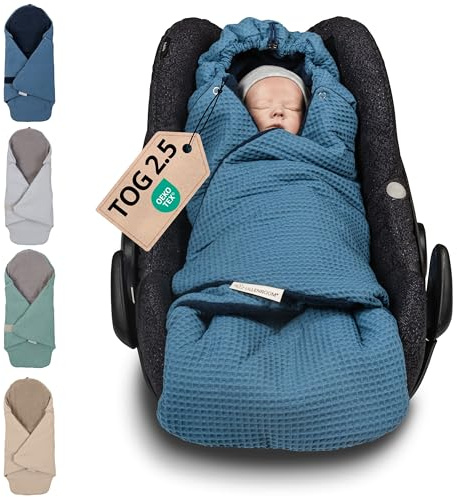 ULLENBOOM Einschlagdecke für die Babyschale - Ideal für Herbst & Winter | TOG 2.5, Oberstoff: 100% Baumwolle, gefüttert, OEKO-TEX zertifiziert, Einfaches öffnen & schließen, Made in EU, Waschbar