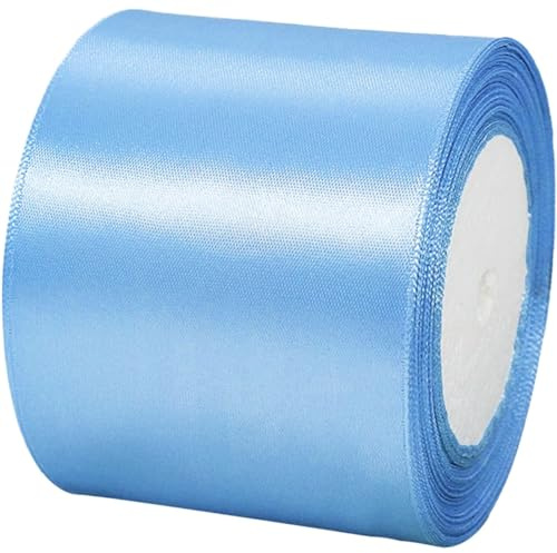 23 m Geschenkband Pastellblau Band Breit, 8cm Große Stoffband Schleife Breites Satinband Schleifenband Glitzer Geschenkschleife XXL für Verpacken von Geschenken Weihnachten Hochzeit Dekorieren Auto