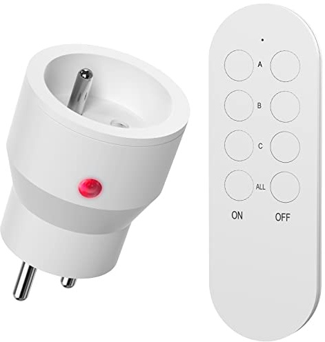 SURNICE Mini-Steckdosen, 10 A, programmierbar, kabellose Fernbedienung, 40 m Reichweite im offenen Bereich, geringe Verlustleistung, 2300 W, 1 x CR2032-Batterien kostenlos