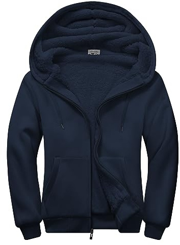 LLdress Giacca con Cappuccio da Uomo Felpa con Cappuccio con Cerniera Fodera Calda Giacca Invernale con Tasche Felpa in Pile per Escursionismo Campeggio