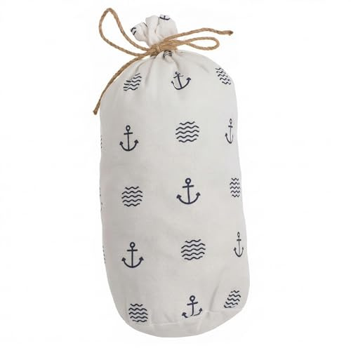 Türstopper Türpuffer Türsack aus Stoff im maritimen Design, dekorativ für Boden stehend, 1,5kg schwer gefüllt (Anker Allover - weiß)