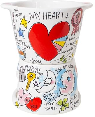 Blond Amsterdam Mini 2-TLG. Fondue-Set Liebe | Keramik, Valentinstag Geschenkset, Für Schokoladenfondue, Mikrowellengeeignet, Handwäsche empfohlen
