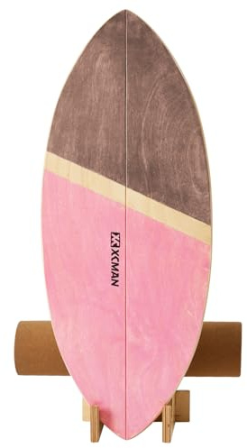 XCMAN Surf Balance Board Trainer with Roller Wooden Exercise Balancing Stability Trainer - Non Slip Surface for Adults Kids|Balance Board Surfing,Skateboarding,Hockey,Yoga