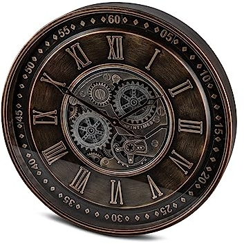 formano XXL Wanduhr mit Beweglichen Zahnrädern braun 59 cm Uhr Clock Steampunk