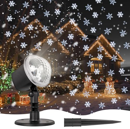 ForChic Christmas Projector Lights Outdoor, Weatherproof Snowflake Projector Lights Outdoor Indoor, Wider Lighting Range LED Christmas Snowfall Lights for Christmas Xmas Holiday Home Party Decoration