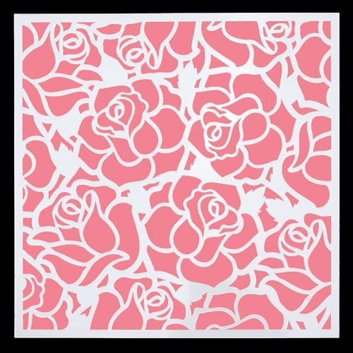 GORGECRAFT 15x15cm 2 pz Stencil per Rose Grandi Disegno Floreale Stencil Rose Fiori Modelli In Plastica Riutilizzabili Disegno per Pittura Murale Disegno Stencil Set Strumenti In Legno Stoffa