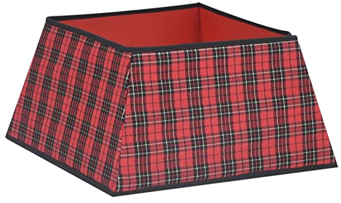Tidyard Weihnachtsbaumrock Weihnachtsbaum Röcke Schürze Abdeckung Christbaumdecke Christbaumständer Verkleidung Tannenbaum Rock Weihnachtsbaumschmuck Weihnachtsdekoration Rot und Schwarz 48x48x25 cm